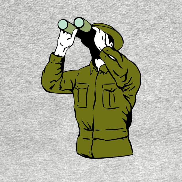 Army Soldier Looking Binoculars Retro by retrovectors